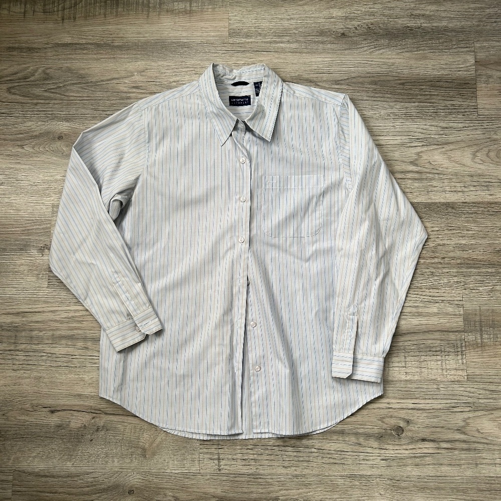 Liz‎ Claiborne Women's Stripe  Button Down Shirt Sz L